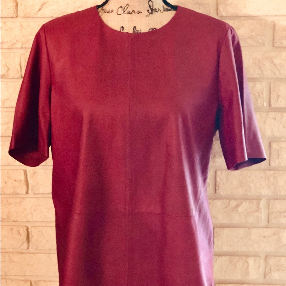 Truth and Pride Red leather crew neck Tee shirt.
